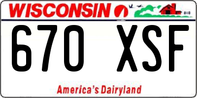 WI license plate 670XSF