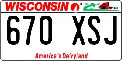 WI license plate 670XSJ