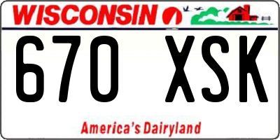 WI license plate 670XSK