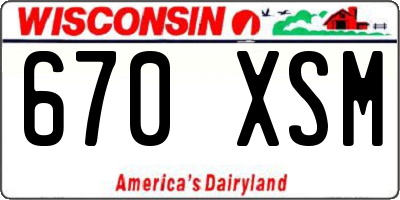 WI license plate 670XSM
