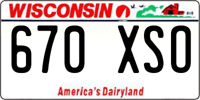 WI license plate 670XSO