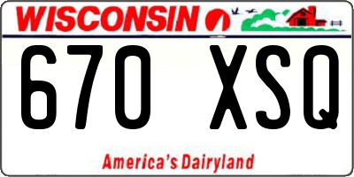 WI license plate 670XSQ