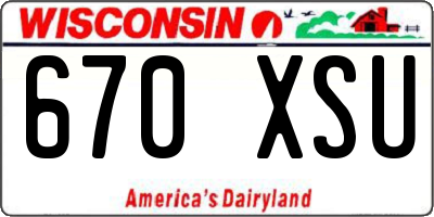 WI license plate 670XSU