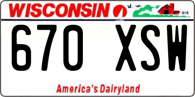 WI license plate 670XSW