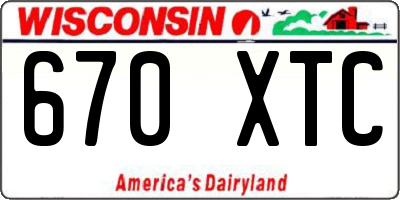 WI license plate 670XTC