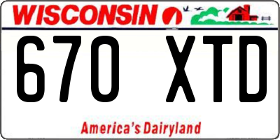 WI license plate 670XTD