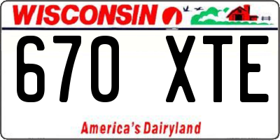 WI license plate 670XTE