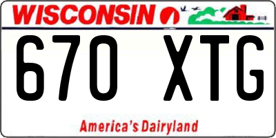 WI license plate 670XTG