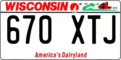 WI license plate 670XTJ