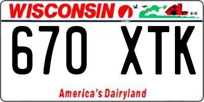 WI license plate 670XTK