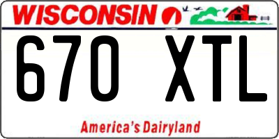 WI license plate 670XTL