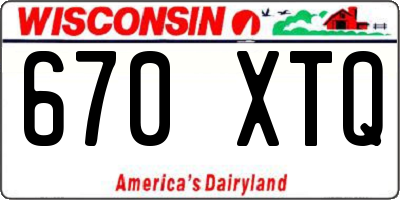 WI license plate 670XTQ