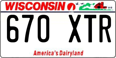 WI license plate 670XTR