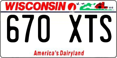 WI license plate 670XTS