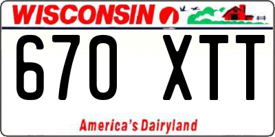 WI license plate 670XTT