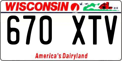 WI license plate 670XTV