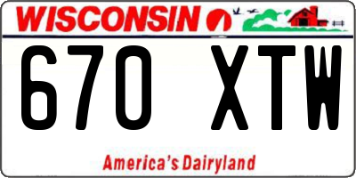 WI license plate 670XTW