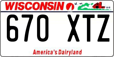 WI license plate 670XTZ