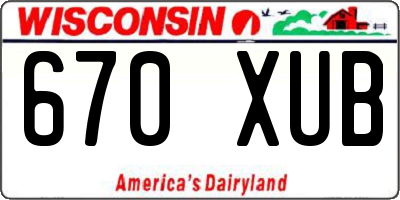 WI license plate 670XUB