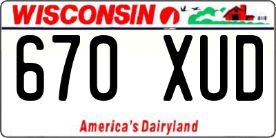 WI license plate 670XUD