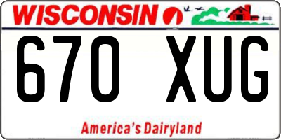 WI license plate 670XUG