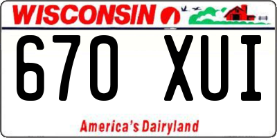WI license plate 670XUI