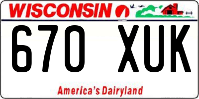 WI license plate 670XUK