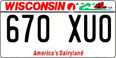 WI license plate 670XUO