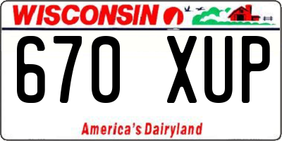 WI license plate 670XUP
