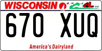 WI license plate 670XUQ