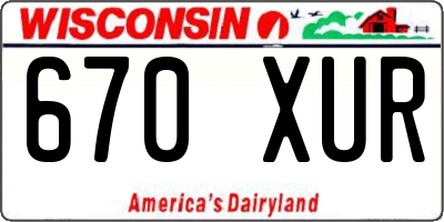 WI license plate 670XUR
