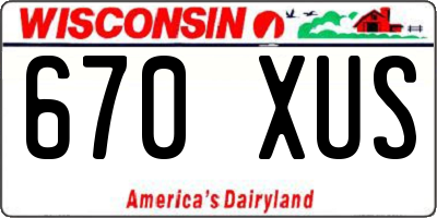 WI license plate 670XUS