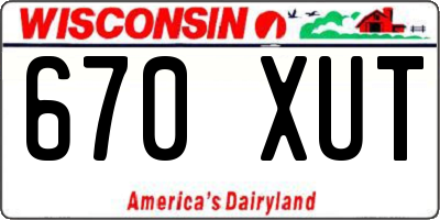 WI license plate 670XUT