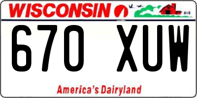 WI license plate 670XUW
