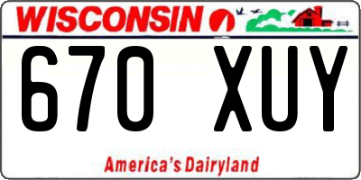 WI license plate 670XUY