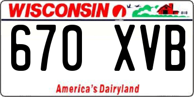 WI license plate 670XVB