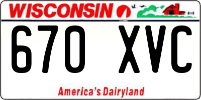 WI license plate 670XVC