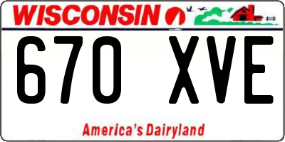 WI license plate 670XVE