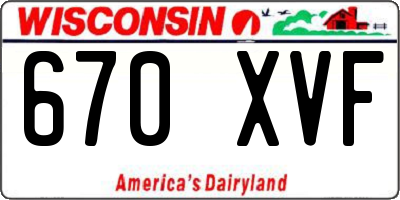 WI license plate 670XVF