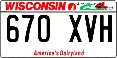 WI license plate 670XVH