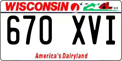 WI license plate 670XVI