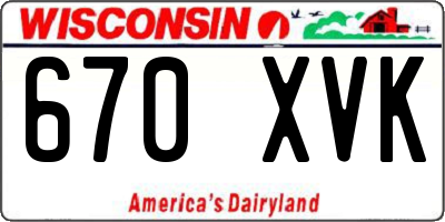 WI license plate 670XVK