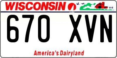 WI license plate 670XVN