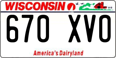 WI license plate 670XVO