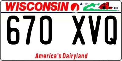 WI license plate 670XVQ
