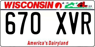 WI license plate 670XVR
