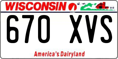 WI license plate 670XVS