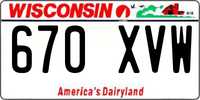 WI license plate 670XVW