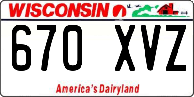 WI license plate 670XVZ