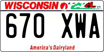 WI license plate 670XWA